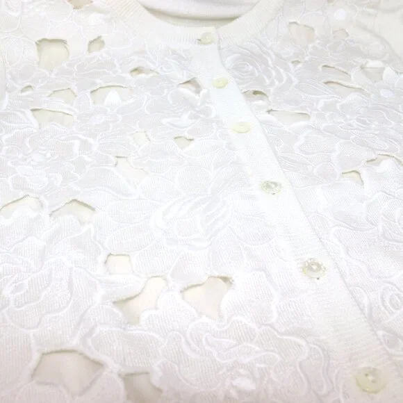Dolce & Gabbana Small 42 White Cardigan Sweater Floral Knit